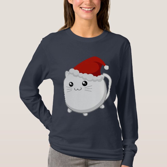 Kawaii WeihnachtsMiezekatzekatze T-Shirt (Vorderseite)