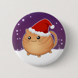 Kawaii Weihnachtsorange Tabby-Miezekatzekatze Button