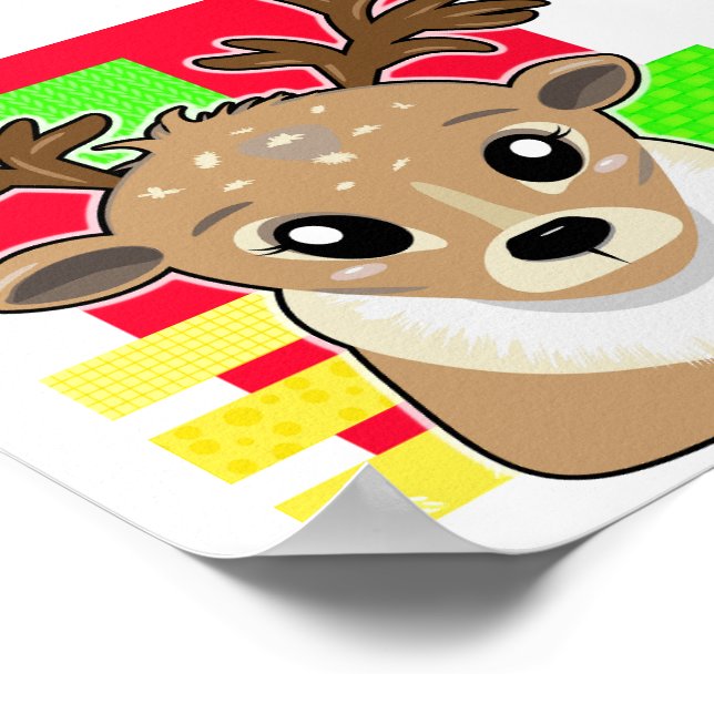 Kawaii-Weihnachtswild Poster (Ecke)