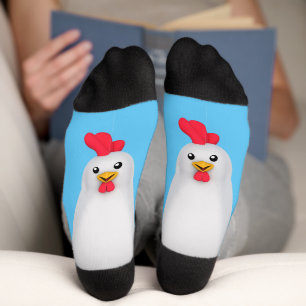 Kawaii Weißhühnchen / Rooster Socken