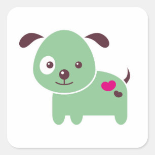 Kawaii-Welpe Quadratischer Aufkleber