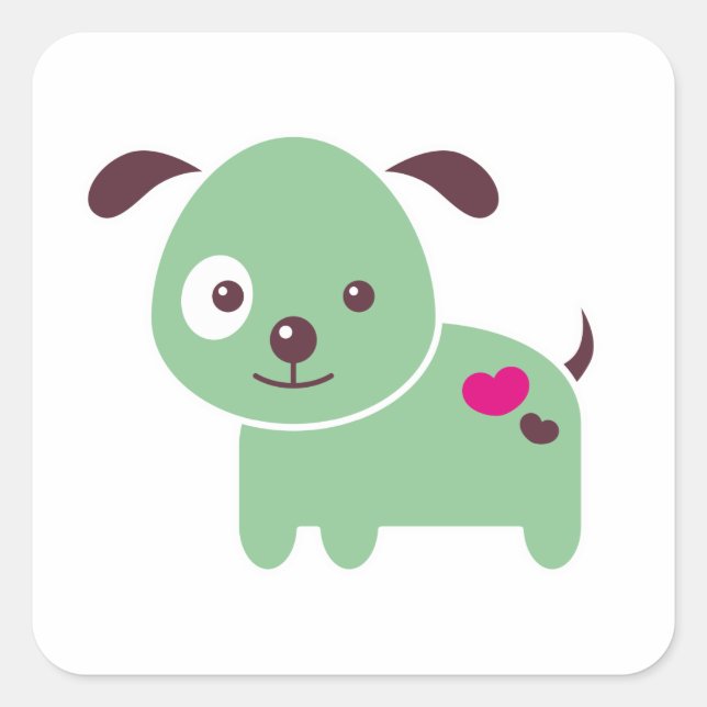 Kawaii-Welpe Quadratischer Aufkleber (Vorderseite)