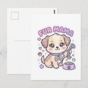 Kawaii Welpen Fell Mama Pastell-Hund-Aufkleber Postkarte