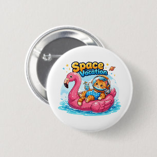 Kawaii Weltraumkatze Urlaubsdesign Button