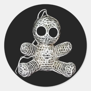 Kawaii White Voodoo Doll Funny Magic Toy Runder Aufkleber