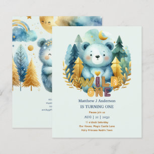 Kawaii WILD ONE 1. Geburtstag Boys BEAR Woodland