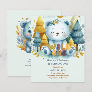 Kawaii WILD ONE 1. Geburtstag Boys BEAR Woodland