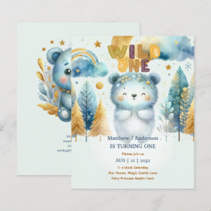 Kawaii WILD ONE 1. Geburtstag Boys BEAR Woodland