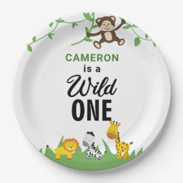 Kawaii Wild One Birthday Safari Jungle Animals Pappteller