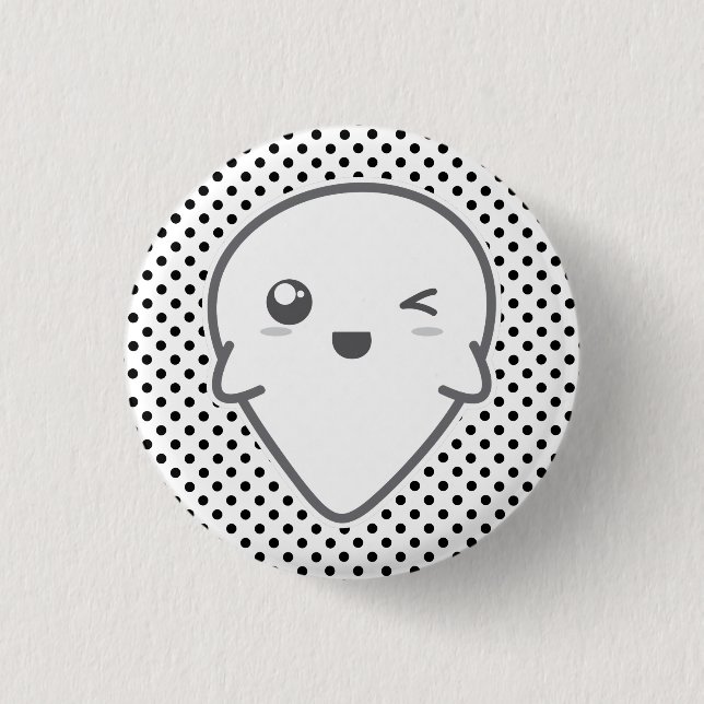 Kawaii Winking Ghost Button (Vorderseite)