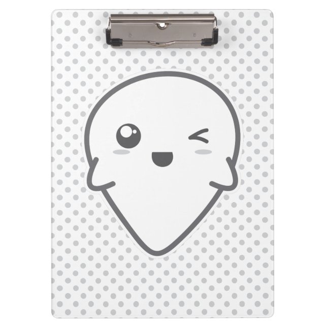 Kawaii Winking Ghost Clip Board Klemmbrett (Vorderseite)