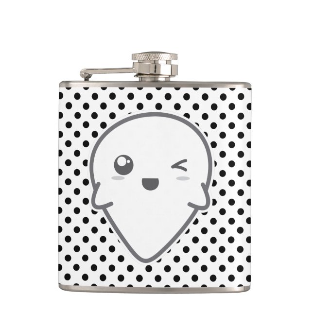 Kawaii Winking Ghost Flask Flachmann (Vorderseite)