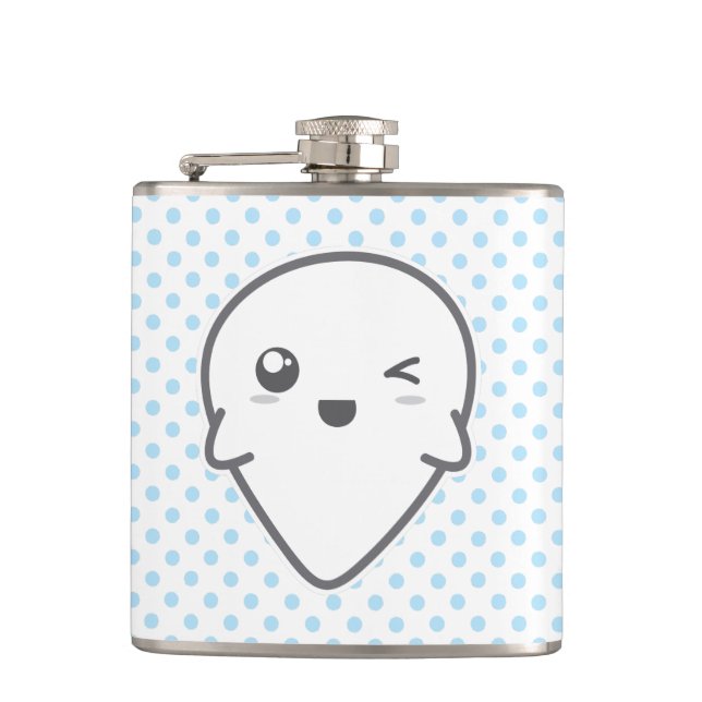 Kawaii Winking Ghost Flask Flachmann (Vorderseite)