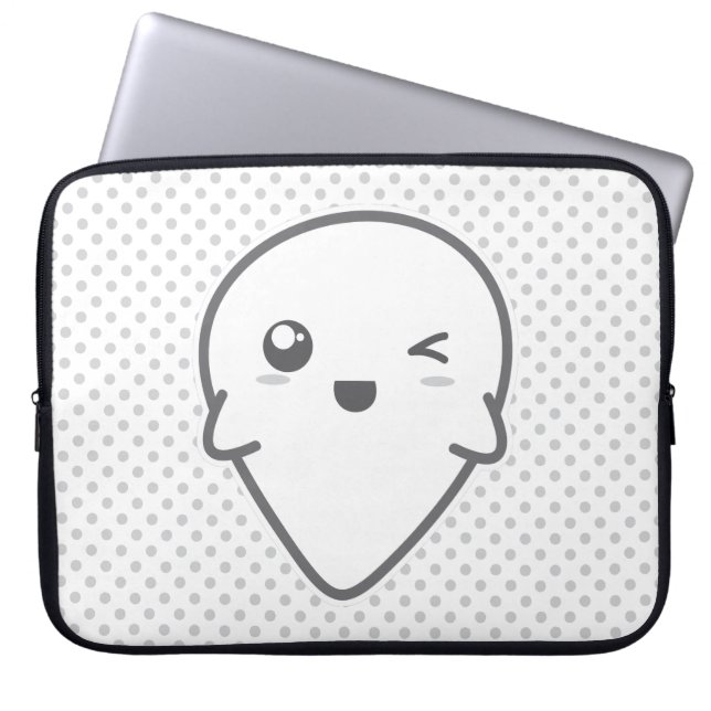 Kawaii Winking Ghost Laptop Sleeve (Vorderseite)