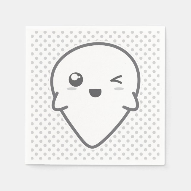 Kawaii Winking Ghost Napkins Serviette (Vorderseite)