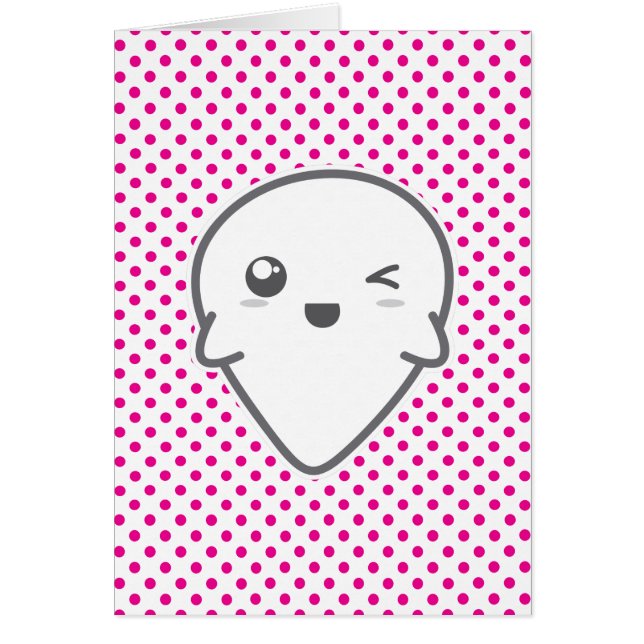 Kawaii Winking Ghost Note Card (Vorne)