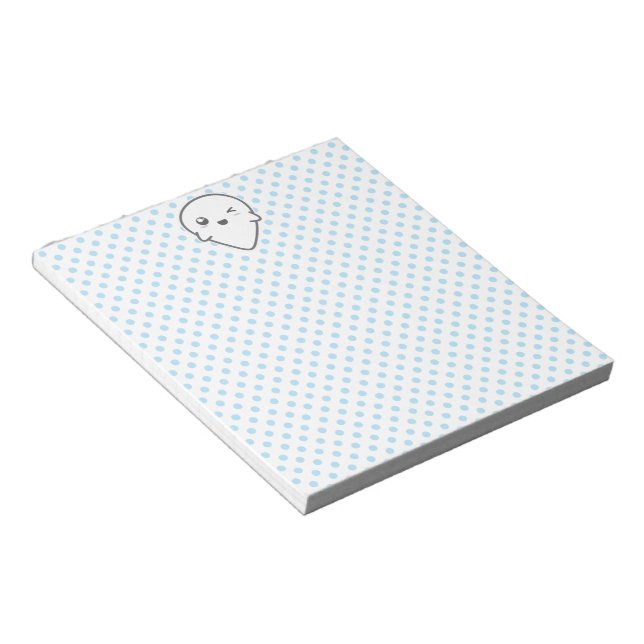 Kawaii Winking Ghost Notepad Notizblock (angewinkelt)