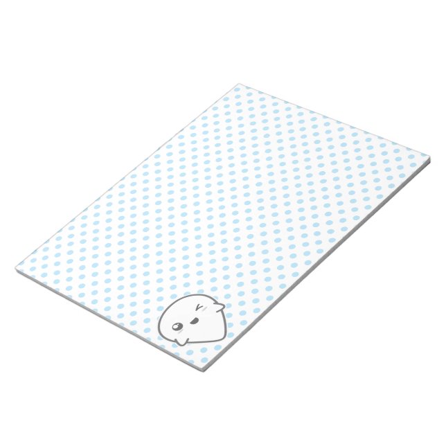 Kawaii Winking Ghost Notepad Notizblock (angewinkelt)