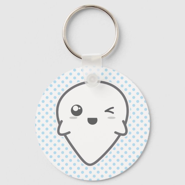 Kawaii Winking Ghost Schlüsselanhänger (Vorderseite)
