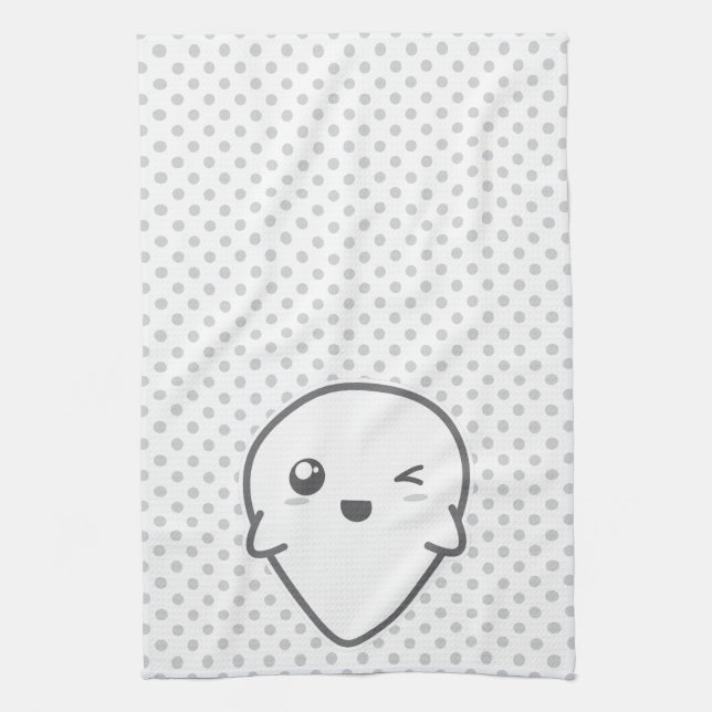 Kawaii Winking Ghost Serviette de cuisine (Vertical)