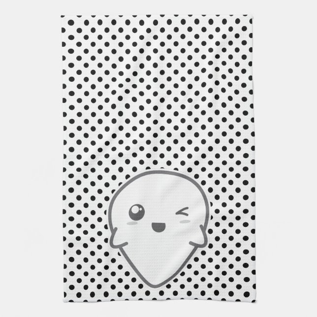 Kawaii Winking Ghost Serviette de cuisine (Vertical)