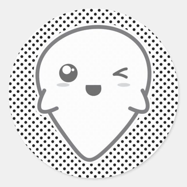 Kawaii Winking Ghost Stickers (Vorderseite)