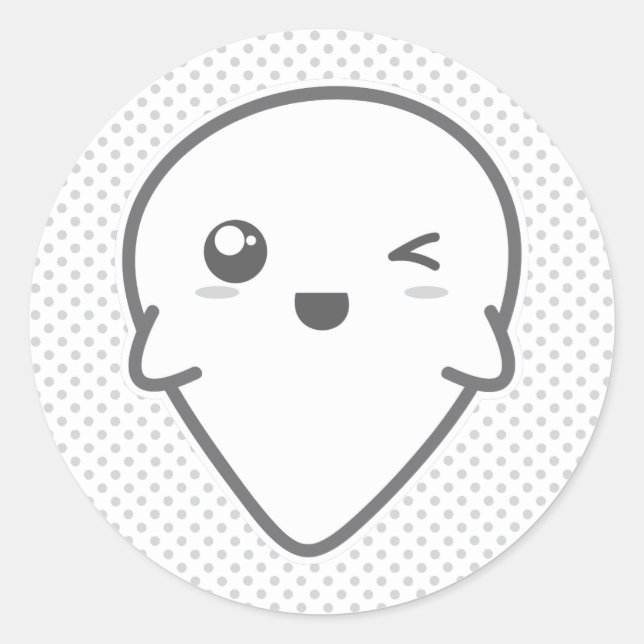 Kawaii Winking Ghost Stickers (Vorderseite)