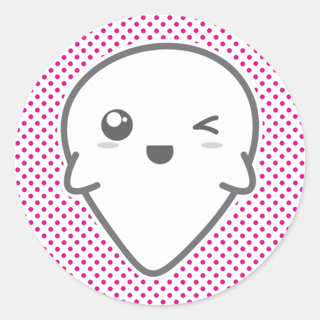 Kawaii Winking Ghost Stickers (Vorderseite)
