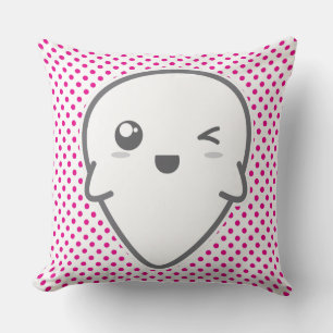 Kawaii Winking Ghost Throw Pillow Kissen