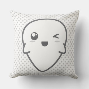 Kawaii Winking Ghost Throw Pillow Kissen