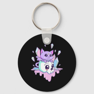 Kawaii Witchy Cat Niedlich Pastel Goth Creepy Cats Schlüsselanhänger