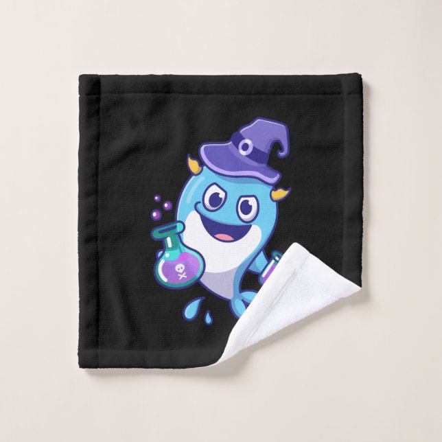 Kawaii Wizard Whale Potion Science Design (Gant de toilette)