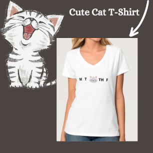 KAWAII Wochentag-Katze T-Shirt