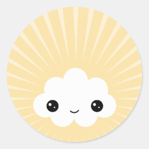 Kawaii Wolke Runder Aufkleber
