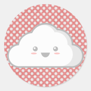 Kawaii Wolke Runder Aufkleber