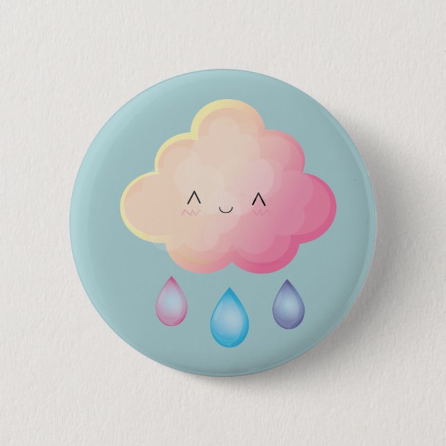 Kawaii Wolken-Button Button (Vorderseite)