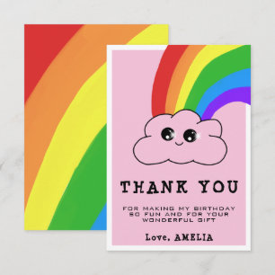 Kawaii-Wolken-Regenbogen-Mädchen-Pink-Kinder-Gebur Dankeskarte