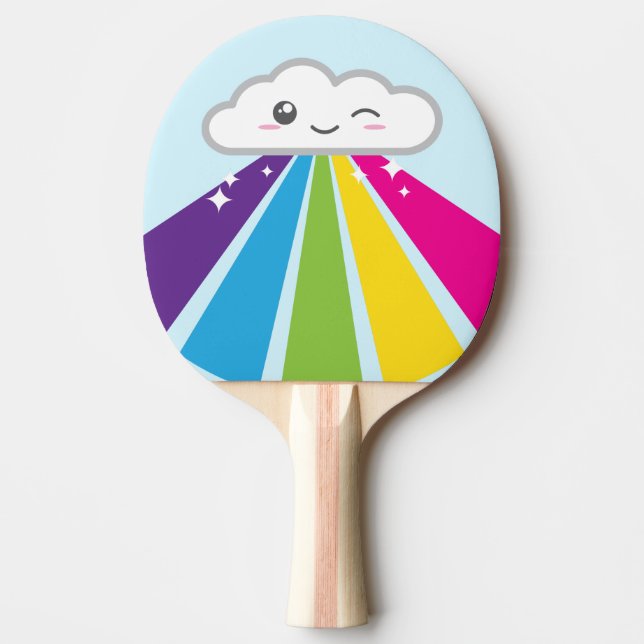 Kawaii Wolken-und Regenbogen-Klingeln Pong Paddel Tischtennis Schläger (Vorderseite)
