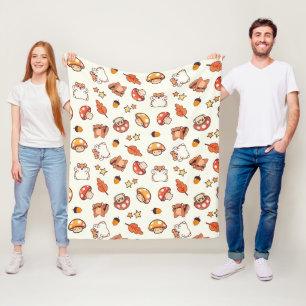 Kawaii Woodland Tiere und Pilze Muster Fleecedecke