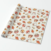 Kawaii Woodland Tiere und Pilze Muster