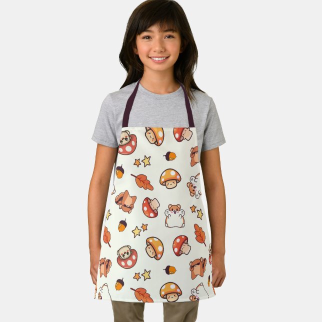 Kawaii Woodland Tiere und Pilze Muster Schürze (Insitu)