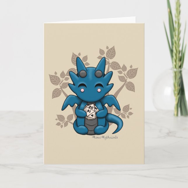 Kawaii Würfel-Drache-Raum-Gruß-Karte Karte (Vorderseite)