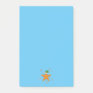 Kawaii Xmas Starfish auf Blue Buffalo Muster Post-it Klebezettel