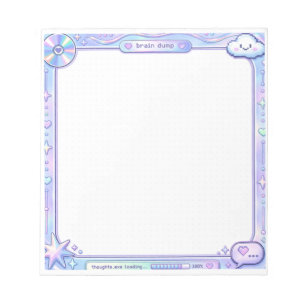 Kawaii Y2K Cyber Pastell Notizblock Design Brain D