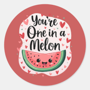 Kawaii "You're One in a Melon" Süße Wassermelonen- Runder Aufkleber