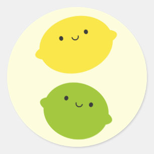 Kawaii Zitrone u. Limones Runder Aufkleber