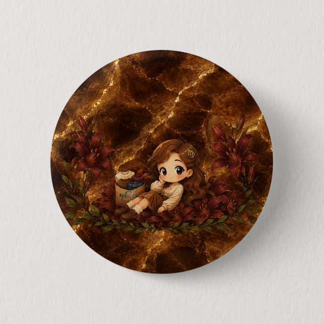 Kawaii Zodiac Neos Jungfrau Button (Vorderseite)