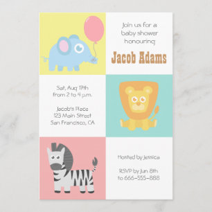 Kawaii Zoo-Tier-Thema-Babyparty laden ein Einladung