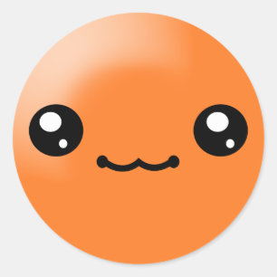 Kawaii Zucker punktiert orange glücklichen Runder Aufkleber