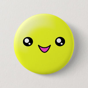Kawaii Zucker punktiert Zitronen-glücklichen Button